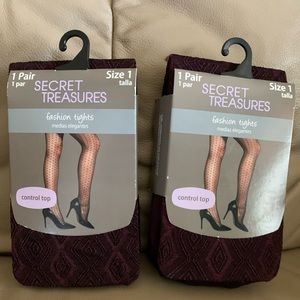 Bundle of (2) Fashion Tights. Control Top. Burgundy. NEW. Size 1 (see ch…